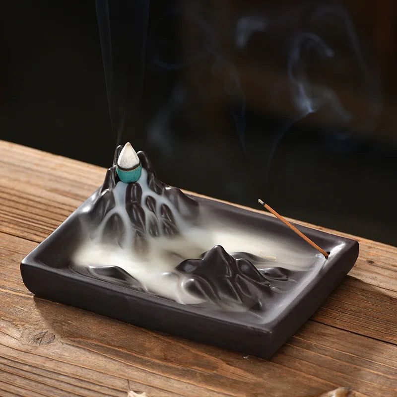 Mountain Backflow Incense Burner | Zen Ceramic Home Decoration