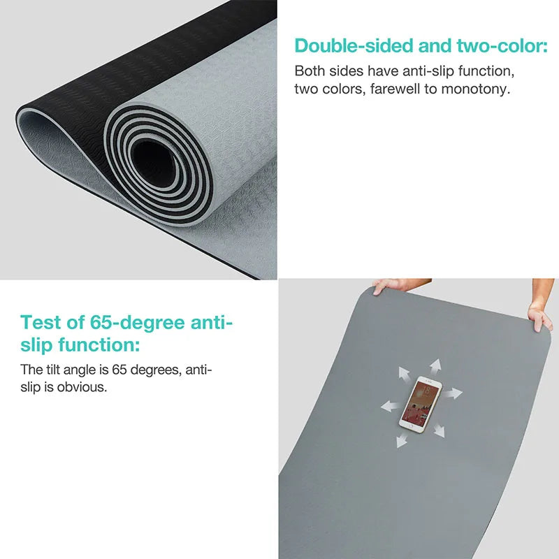 Thick two-color, non-slippery TPE yoga mat, high quality movement for fitness fitness in the home of the tasteless Pad180 * 57cm