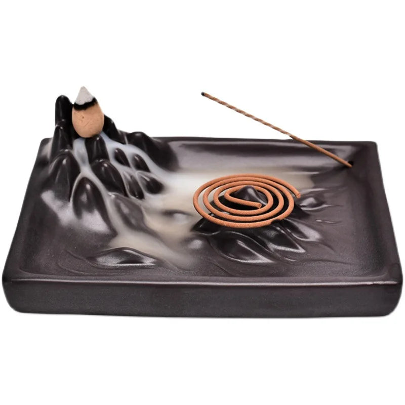 Mountain Backflow Incense Burner | Zen Ceramic Home Decoration