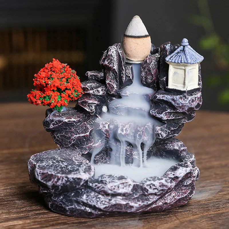 Zen Backflow Incense Burner | Mountain River Waterfall Design