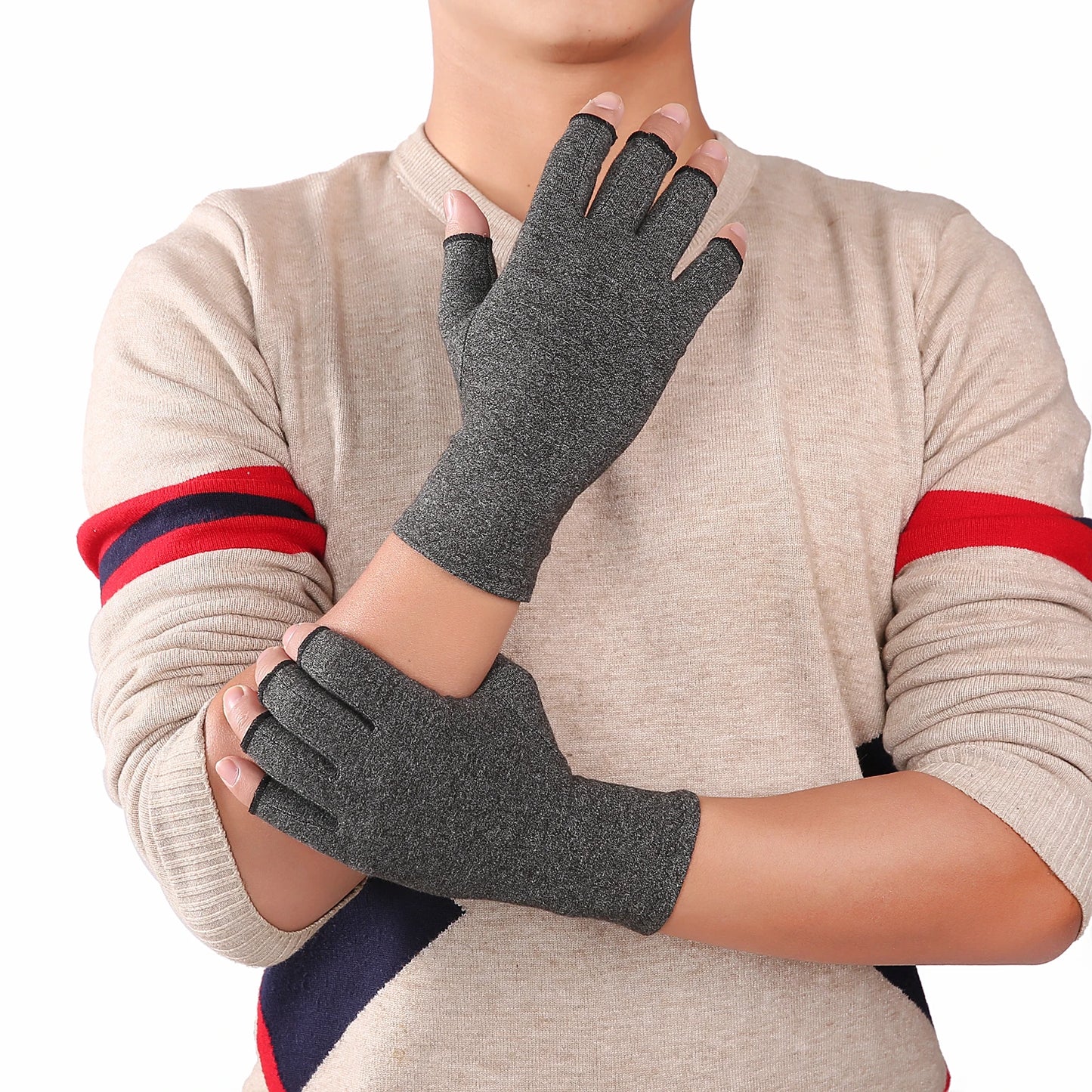 Relieve Hand Discomfort with 1pair Fingerless Compression Gloves