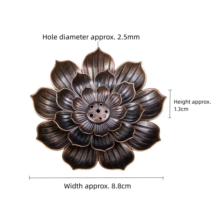 Alloy Lotus Multi-Hole Incense Burner | Antique Incense Plate