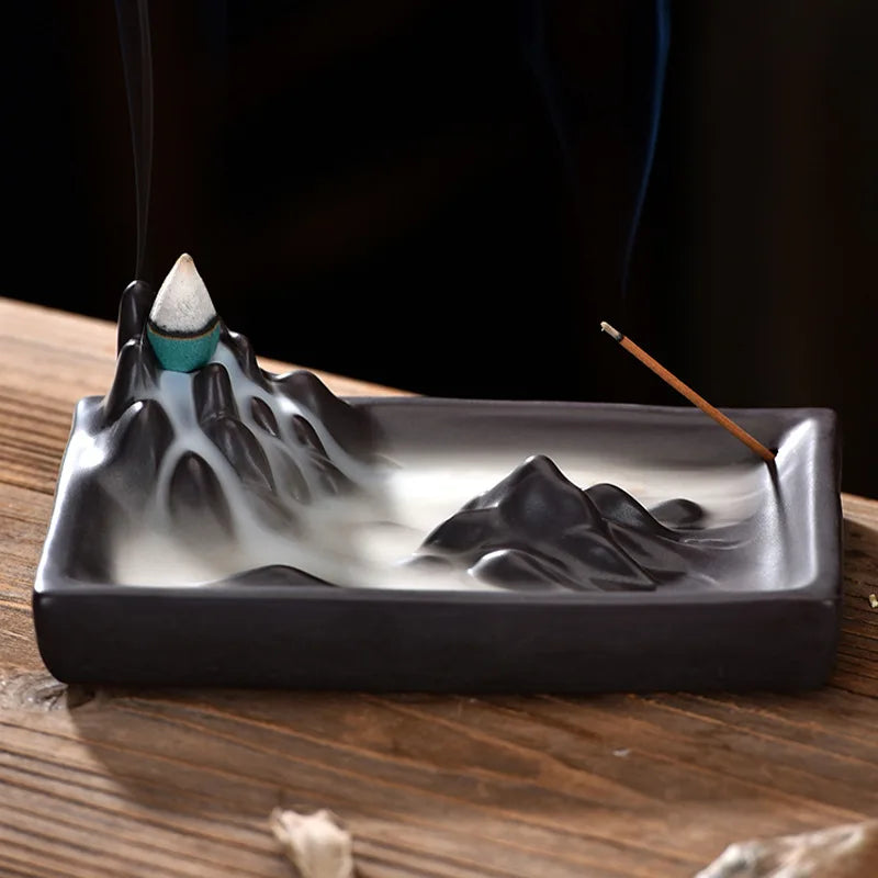 Mountain Backflow Incense Burner | Zen Ceramic Home Decoration