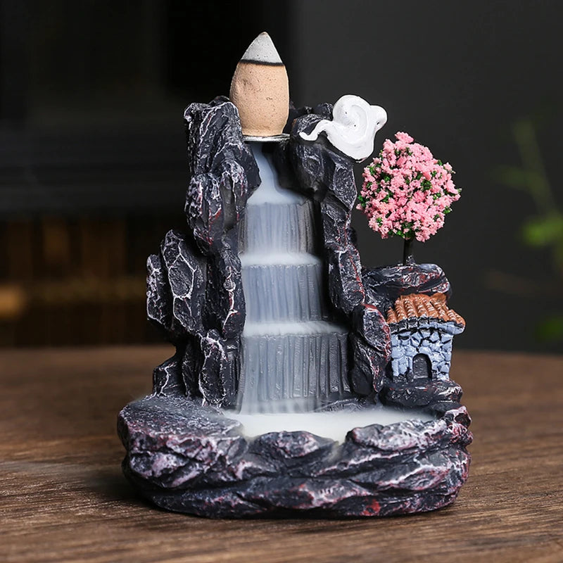 Zen Backflow Incense Burner | Mountain River Waterfall Design