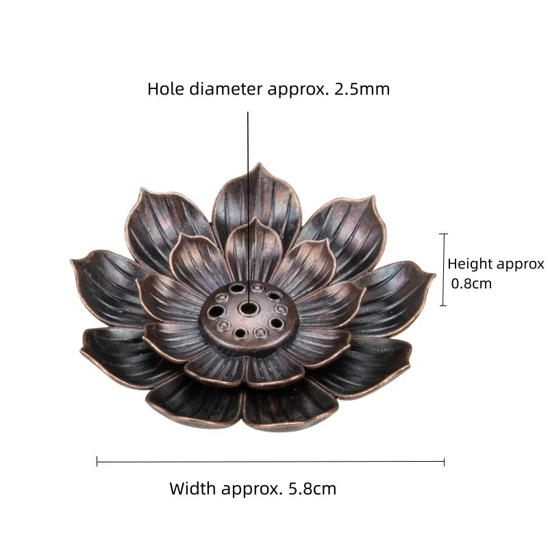 Alloy Lotus Multi-Hole Incense Burner | Antique Incense Plate