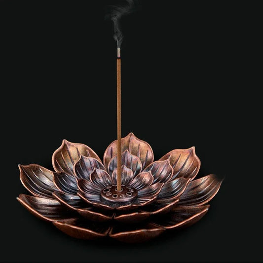 Alloy Lotus Multi-Hole Incense Burner | Antique Incense Plate