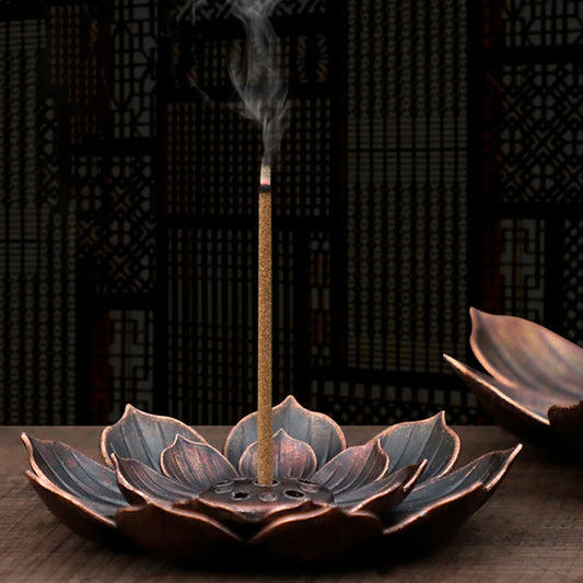 New Alloy Lotus Incense Burner | Bronze Stick Holder Plate